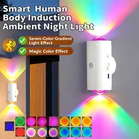 Smart Rechargeable LED Motion Sensor Night Light - RGB Gradient Ambient Dimmable Wall Lamp, Magnetic Stick-On Design, USB Charging, Long-Lasting Battery, Cool Gadgets for Home, Aesthetic Room & House Decor, Halloween, Bedroom
