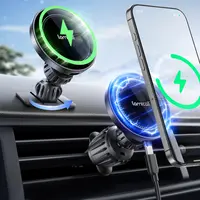 Lamicall 15W MagSafe Magnetic Charging Design Wireless Car Charger Mount - 2-in-1 Vent Clip & Dashboard Adhesive, High Speed Charger, Adjustable Holder, Auto Accessories Interior for iPhone 16/15 Pro Max