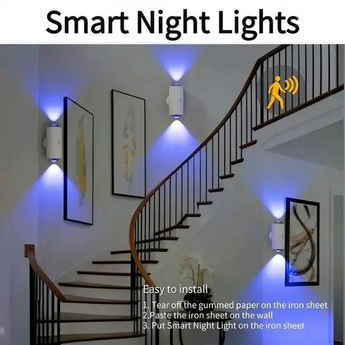 4/2/1-Pack Smart Motion Sensor Night Lamps - RGB LED, 2 Modes, 1500mAh USB Charging, Magnetic Dimmable, for Stairs, Room Decor, House Decor, Led Lights Bedroom, Holiday Gifts for Family