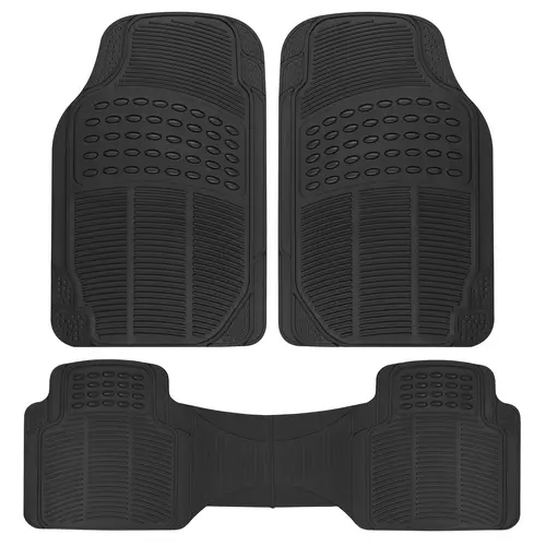BDK ProLiner Floor Mats for Cars Trucks SUV, 3-Piece All-Weather Car Mats with Universal Fit Design, Durable Car Floor Mats with Capture Ridges, Waterproof Rubber Floor Mats for Cars Car Accessories Vehicle, 3‑Piece Coverage