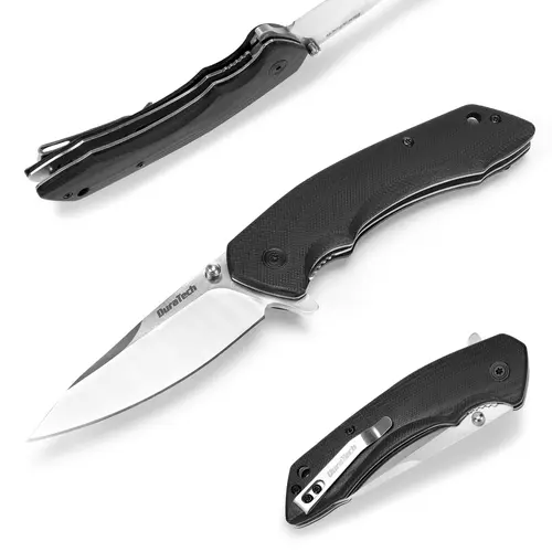#toolupgrade DURATECH Folding Pocket Knife, 3-1/4" Satin 8CR13MOV Blade, Black Smooth G10 Handle with Liner Lock Knife For EDC