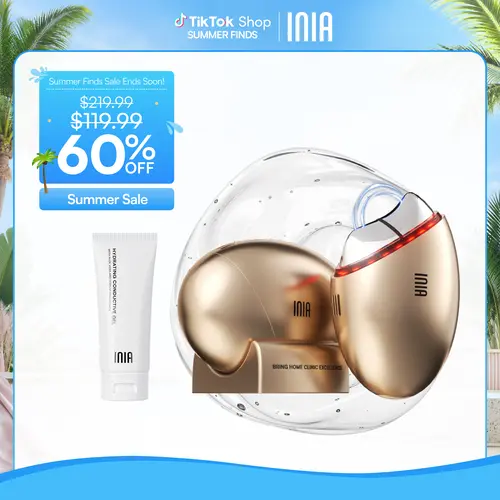 INIA GLACE Microcurrent Lymphatic Drainage Beauty Device | EMS Microcurrent-Activated Deep Drainage with Red & Blue Light, Thermal & Cryo Therapy for Instant De-Puff, Snatched Lift, Face & Neck Sculpting, Summer Beauty Gift Ideas,sohochic