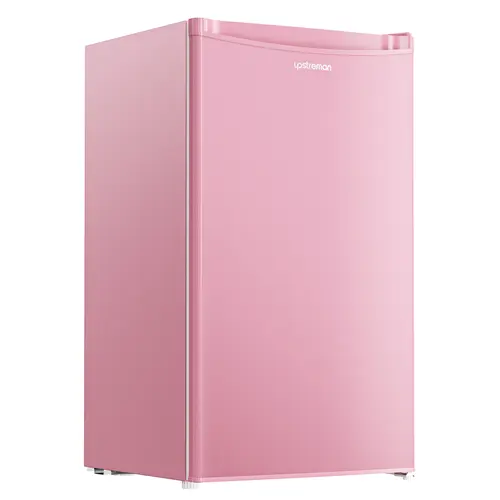 Upstreman 3.2 Cu.Ft Single-Door Mini Refrigerator with Freezer - BR321 High-Efficiency Model, Plastic Shelf, 5 Temp Settings, Silent Cooling, Energy Saver, Compact, Type B Plug, 5-Star Bee Star Rating, Travel Fridge for Bedrooms, Student Apartments