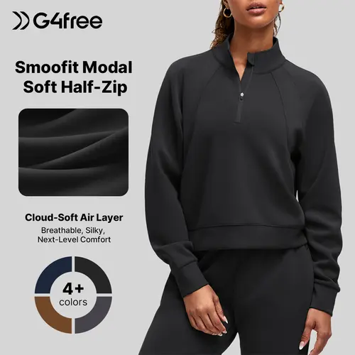 G4Free Women's Casual Long-Sleeve Half-Zip Pullover Sweatshirt, Stylish Everyday Tops Outfits,#sohochic