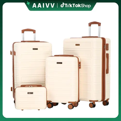AAIVV 4 Piece Luggage Sets, Double Spinner Wheels, Expandable, TSA Lock Durable Suitcase Set, Traveling Bag, Luggage Sets (13/20/26/28in) summervibes, vacationoutfits,beachoutfits
