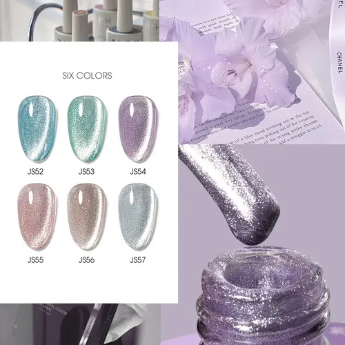 Tricolor Cat Eye UV Gel Nail Polish Set - Flawless Cosmetic Pigment Nude Pink Green Blue, Feminine Quiet Luxury Series, LED Manicure Salon DIY Gifts for Women