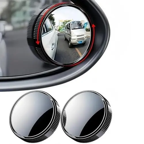Joytutus 2-Pack Car Blind Spot Mirrors, 2" Round HD Glass Convex Rearview Mirrors with Rain Covers, 360° Wide-Angle Suction Cup Mount, Universal Black Exterior Accessories for SUVs, Trucks, Car Accessories,toolupgrade