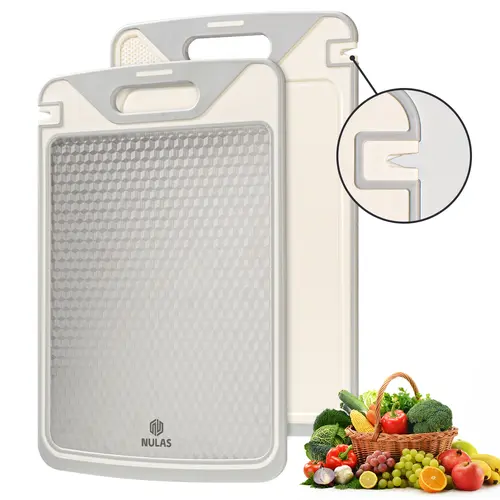 NULAS 2-in-1 Titanium-Infused Cutting Board - Stainless Steel & Non-Toxic PP, Durable, Double-Sided for Food Separation, Easy to Clean, Kitchen Accessories, Mold-Free, Ideal Gift, Mold-Free Chopping Boards