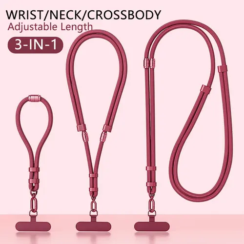 Women's 3-in-1 Durable Nylon Cellphone Lanyard Strap - Universal Clip-On Mobile Holder, Anti-Theft Anti-Drop Accessory, Adjustable Crossbody Phone Sling, Phone Straps & Charms for Everyday Use, Protection