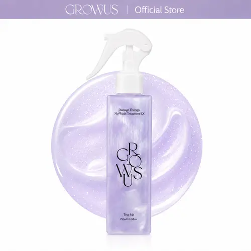 GROWUS True Me Damaged Hair Leave-in Treatment Spray (250ml) - Ceramide, Hydrolyzed Keratin, 7 Collagen, Butylene Glycol, Aspartic Acid - Floral Musk Scented - Anti-Frizz, Glossy Bouncy Curls, Refresh for Dry Color-Treated Hair