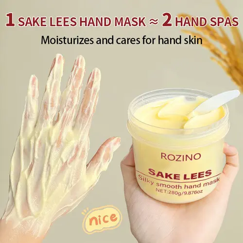 ROZINO Sake Lees Hand Mask - Silky Smooth Formula for Hand Skin Care & Moisturization - 280g Net Weight,sohochic