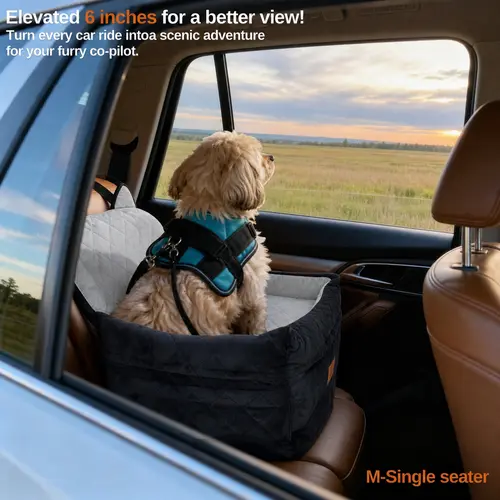 ZVRpet Dog Car Seat - Fully Detachable Clawresist Cover, Memory Foam Mattress, Anti-Slip Base, Heavy-Duty Straps for Steady Support, Easy Installation, Soft Fabric, Indoor Kennel Use, Back Seat/SUV Compatibility (Assembly Required)