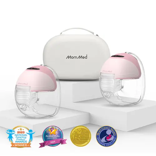 MomMed S21 Wearable Electric Breast Pump Kit - Hands-Free Double Pump with 24mm Shield, Carry Case, 9 Suction Levels, Leak-Proof Design for More Milk, Nursing & Hands Free Pumping (Travel-Friendly), Portable sohochic