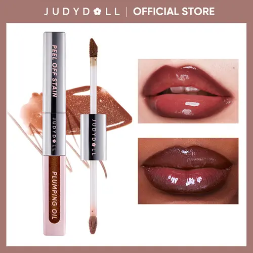 JUDYDOLL Peel Off Stain and Plumping Oil Duo, Glossy, Blur, Peel-Off Lip Liner Stain, 2 in 1 Combo, 2 in 1 Lip Gloss & Lip Liner, Plumper, All Day & Night Lipliner, Lip Stain, Smudge-Proof, Hydrating, Refresh Look, Makeup, Back to School