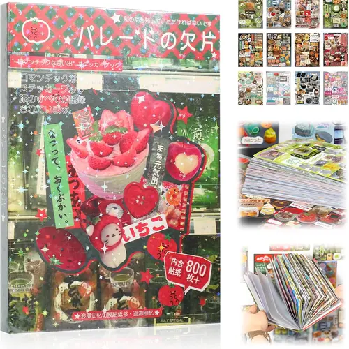 Japanese Retro Manga Scrapbooking Sticker Books  45 Sheets of Romantic Memory Series Comic Books Style Material Decoration Stickers - 800+ Designs in 1 Book