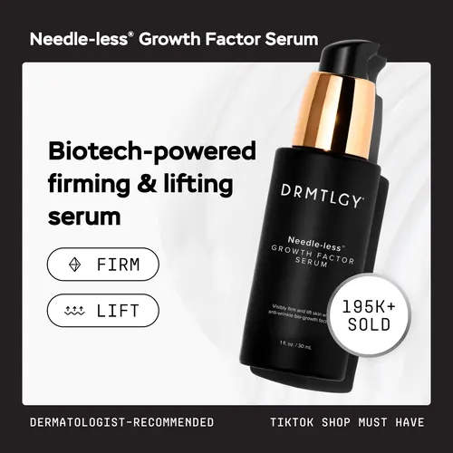 DRMTLGY Needle-less Growth Factor Serum, 1 fl oz. Lifts, Firms, & Smooths Deep Wrinkles with Vegan Growth Factor Peptides, Ceramides, & Hyaluronic Acid.