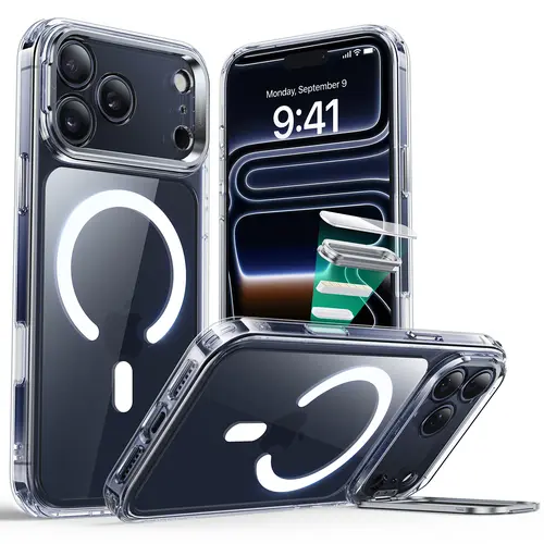 ESR Classic Series Metal Magnetic Phone Case for iPhone 18/17/16/15 Pro Max/Pro/Plus, MagSafe Accessories with Built-in Camera Ring Stand, Heavy Duty Military-Grade Protection, Durable Zinc Alloy Casing, Shockproof & Scratch Resistant Cover