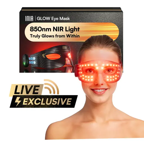 【LIVE EXCLUSIVE】INIA GLOW Red Light Therapy Eye Mask with 96 High-Density LEDs & Cryotherapy Cooling, LED Eye Mask Skincare for Wrinkles, Dark Circles & Puffiness, FDA-Cleared, Portable and Rechargeable, 2-Year Warranty,Summer Beauty Gift Ideas,sohochic