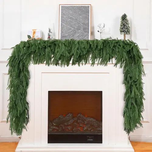 Synthetic 6-Ft Norfolk Pine Garlands (2Pcs/4Pcs Options) - Real Touch Greenery, Home Decor Items, Art Deco Wall Hanging for Christmas Table, Mantle Indoor/Outdoor Decor,sohochic