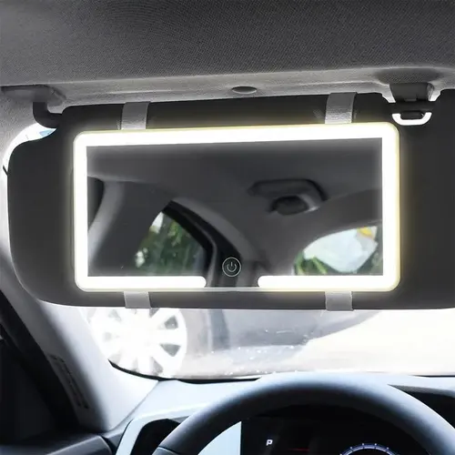 Car Sun Visor Makeup Mirror, LED Touch Screen Adjustable Brightness Auto Interior Makeup HD Mirror, Rechargeable Vanity Mirror,girly car accessories,car stuff Multifunctional Car Led Car Smart Display