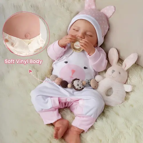 BABESIDE 20-in Lifelike Realistic Newborn Sleeping Dolls Olivia - Mewaii Collectible Vinyl Doll Playset with Toy Accessories, ASTM F963 Certified, for Girls 3-4 Years, Emotional Support Item,sohochic
