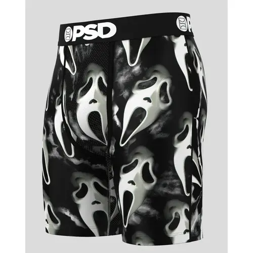 PSD Mens Ghostface Dark Boxer Brief - Standard Length 7 Inch Inseam, Soft and Breathable Poly Blend Fabric