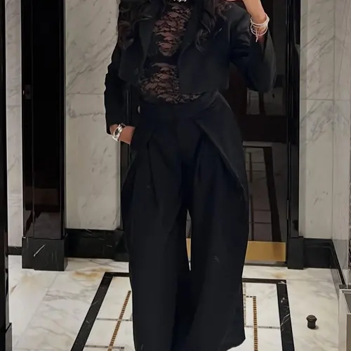 Women's Spring Summer Fine Striped Wide Leg Pants, New High Waisted Pleated Retro Trousers, Business Casual Fashion Streetwear, Casual Lounge Pants, Womenswear