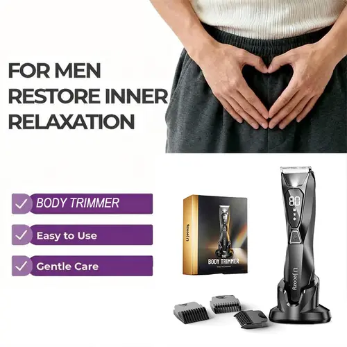 [Tiktokshopstockup]SHPAVVER Men's Electric Ball Shaver - Men's Body Hair Removal Groomer Kit with Display, LED Light, 3 Combs, Ceramic Blade - Fastcharging Wireless, Washable Wet/Dry, Daily Care Dry Shaving Solutions, Male Gifts, Ceramics, Smooth Sha