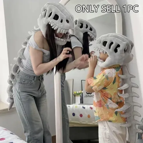 Halloween Dinosaur Skeleton Costume Headpiece, Dinosaur Skeleton Hat, Party Hats, Party Accessory, Funny Role Play Party Plush Toy, Creative Prank Gift for Girlfriend, Kids, Family & Friends
