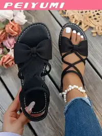 Women's Comfortable Versatile Fashion Sandals, Elegant Bow and Cross Strap Design, Suitable for All Occasions, Multiple Color Options, Summer Sandal, Fashionable Sandals