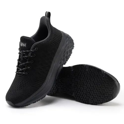 Non-slip women's slip-on work non-slip sneakers walking waterproof shoes work shoes catering service chef kitchen Black Trainer Closed,shoes for back to school,back to school shoes,sohochic