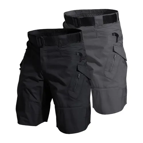 Men's Tactical Cargo Shorts - Waterproof, Lightweight, Quick Drying, Breathable, Multi-Pockets, Adjustable Waistband - Grey and Beige Ideal for Mountaineering and Outdoor Activities, Mountaineering Gear The belt is a complimentary gift (one only).
