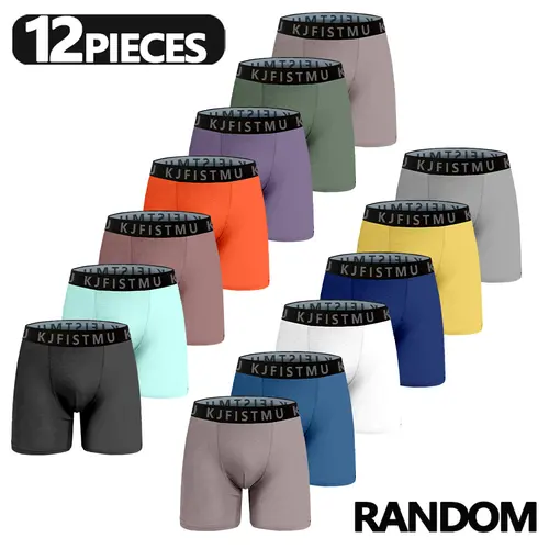 12 pieces/package Men's solid color spliced letter print simple boxer briefs, fabric for men's clothing, moisture-absorbing and sweat-wicking, antibacterial and deodorizing, soft and durable with shape retention, suitable for autumn wear - KJFISTMU Menswe