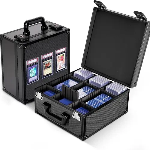 Kabinka Durable Plastic Trade Card Box - Aluminum-Reinforced Frame, TSA Lock, Display Window, 6+2 EVA Foam Dividers for PSA/CGC Holders, Toploader Sleeves & Shows (Black), Eva Dividers,sohochic