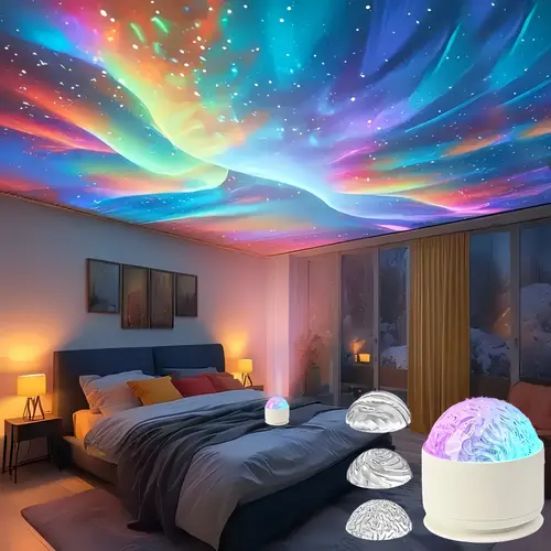 LED Aurora Projection Lamp, 3-In-1 Ambient Light, Atmosphere Light, 16 Dynamic Effects, Adjustable Remote Control, Perfect for Bedroom Party Home Decor, Aurora Projector Lamp, Dynamic Led Lights, Led Decoration