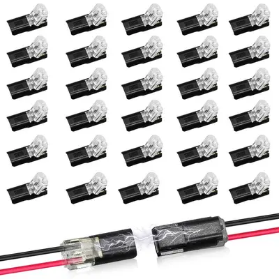 Double-Wire Plug-in Connector Led Light Strip Connectors 2 Pin, Low Voltage Wire Connector with Locking Buckle, Fast Connect Plugs Led Connectors for Strip Lights，Lead strip automotive wiring electricity Power Distribution Secure,Diy-YY