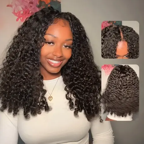 ISEE HAIR V Part Sew In Wig Burmese Curly Human Hair Glueless Wig with InvisiFit Strap Beginner Friendly Natural Density Convenient Wigs,summerhairstyles#SoHoChic #TikTokShopBackToSchool