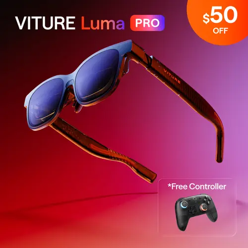 VITURE Luma Pro AR Glasses,XR Glasses,Smart Glasses — 152” 1200p 120Hz Ultra Sharp Display, 52° FOV, Electrochromic Film,Myopia Adjustments, Harman Audio, AR Glasses for iPhone 17/16/15, Android, Mac, PC, Steam Deck, Switch 2 tiktokshopbacktoschool, Gamin