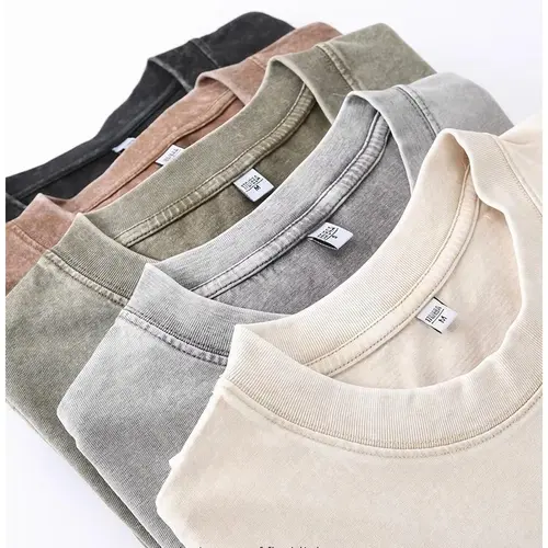 Distressed Washed Cotton 4-Pack Tees Breathable Sports Couples Plain Short Sleeve Black Cream Brown Blue Basic Oversized Tops Running Training Couple Matching Daily Wear,clothes for back to school,first day of school outfits