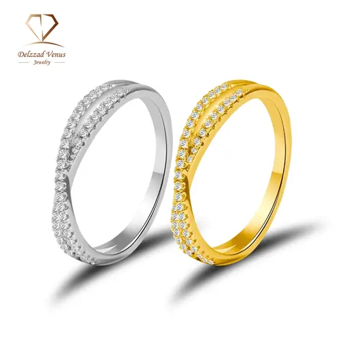 Delzzad 14 Karat Gold Plated Crossover Synthetic Moissanite Band - Cert Gold Piece for Engagement Ring Shopping, Ideal Birthday Gift