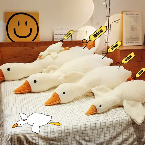 Large White Goose Plush Pillow Soft Fabric With Zipper Detachable and Washable Ideal Gift Chioce #