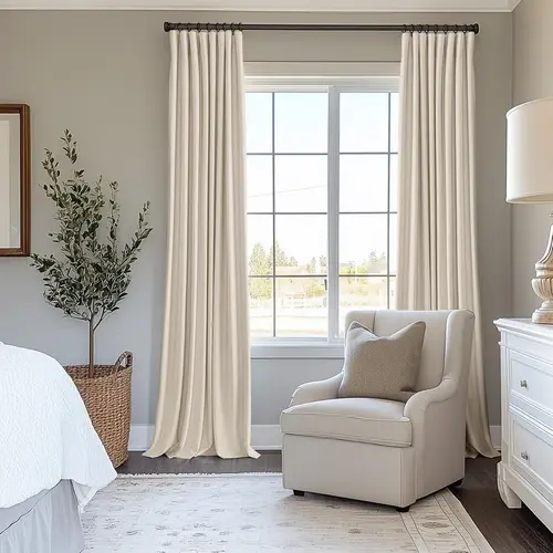 Inovaday 2Pcs Blackout curtains with clip rings, livingroom bedroom curtains, ring/rod pocket linen blackout curtains, heat insulation, eco-friendly and durability,back to school,dorm essentials,home decor,home essentials,sohochic
