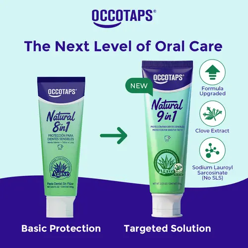 OCCOTAPS Agave Natural Herbal Toothpaste | Blue Agave Extract | Whitens Teeth & Strengthens Enamel |Fluoride-Free Sensitive Teeth | Probiotics + Mint | With Niacinamide