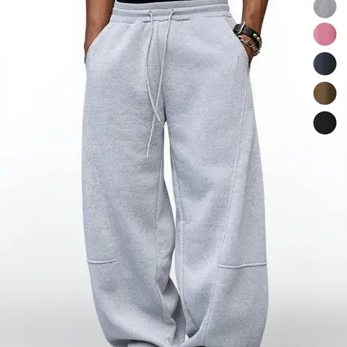 Men's Baggy Sweatpants, Loose Fit Casual Drawstring Elastic Waist, Wide Leg Joggers Trousers with Pockets, Comfortable Daily Wear, Sports Bottoms, Drawstring Waist Athleisure, Soft Comfy Sweatpants, Athleisure Style Bottoms