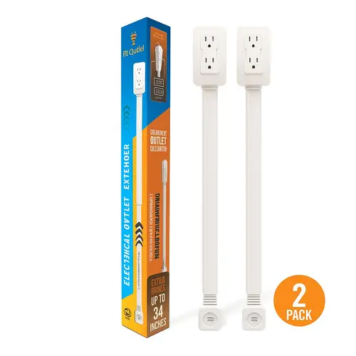 2 Pack EZ Outlet Electrical Outlet Extender with USB-A USB-C & 2 AC Outlets Extendable 22-34" Rotatable 180° for Couches Desks Nightstands, Multi Outlet, Outlet Extension