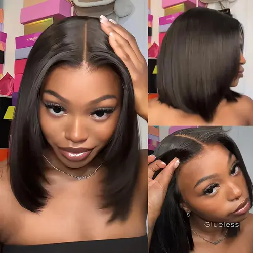【Hot】ISEE HAIR Wear Go 9x6 Tpart Layered Cut Bob Yaki Straight Wig With Drawstring Natural Black Deep Part Lace Glueless Wig #SoHoChic #TikTokShopBackToSchool