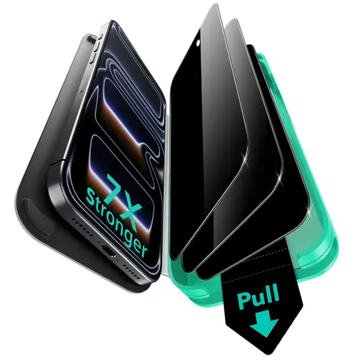 ESR Tempered Glass Privacy/High Definition Screen Protector (3/2-Pack) for iPhone 18/17/16/15 (All Models), 7x Military-Grade Protection, Ultrafit Tray, Bubble-Free, Shockproof Phone Screen Protectors Accessory