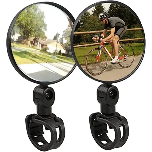 2 pcs Bike Mirror, Adjustable 360° Rotatable Handlebar Rearview Bicycle Mirrors, Wide Angle Acrylic Convex Safety Mirror For Mountain Road Bikes Shock Resistant Easy Install Cycling Safety Bike Accessory Outdoor Riding Small Convenient Rear View Gadget