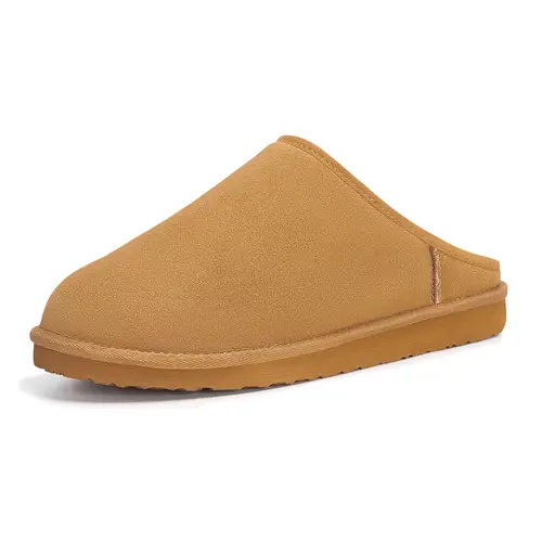 FITORY Men’s Leather House Slippers, Cozy Winter Memory Foam Slip-On Shoes, Warm & Durable Indoor Footwear Size 7-14,sohochic