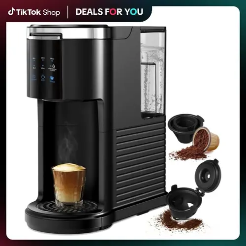 Kismile Single Serve Coffee Maker K Cup 2 in 1 with Auto Cleaning Shut Off for Ground Coffee & Pods 6 to 14 Oz Brew Sizes Mini One Cup Drip Coffee Maker Black timer function, Capsule Coffee Machine, Coffee Equipment,sohochic